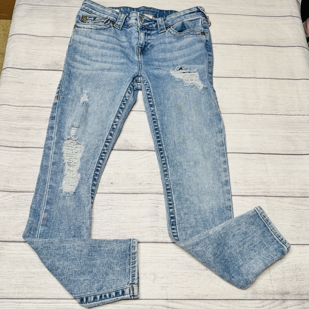 True Religion Light Wash High-Rise Distressed Jeans